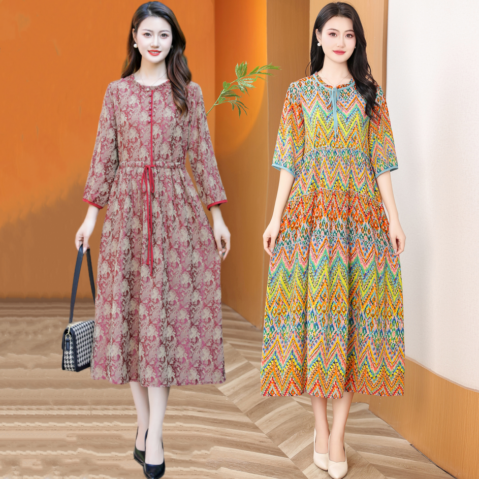 女装洋气妈妈装春夏新款连衣裙女