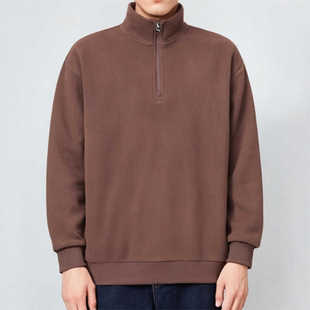 男士加绒立领半拉链卫衣男秋冬季新款男士重磅复古美式潮牌卫衣男