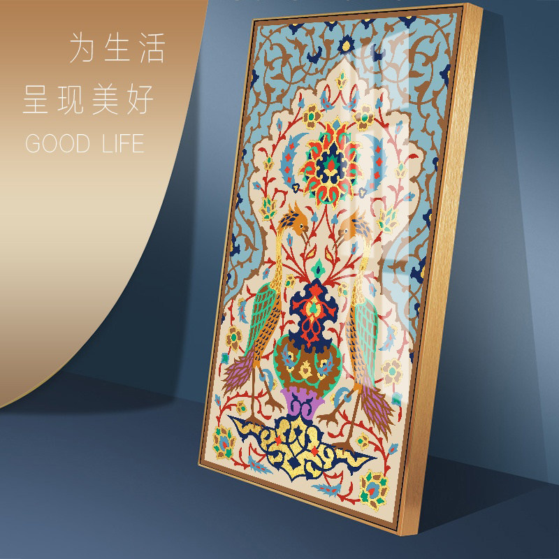 阿拉伯蔓藤植物纹画异域风情民宿装饰卧室床头艺术玄关晶瓷挂壁画