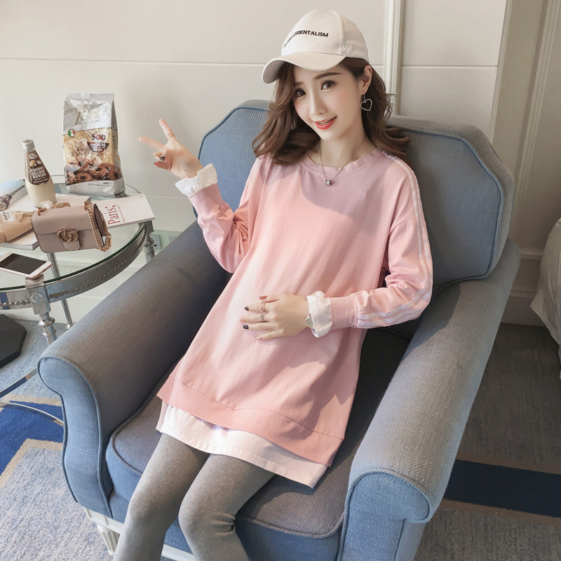 fashion stripe Mosaic Long sleeve T-shirt Easy Hem Large pregnant woman jacket 2019 new pattern Base coat Springin the Maternity/Maternal supplies/Nutrition , Maternity , T-shirt  category - from Buy2taobao.com to provide professional Taobao agent buy service