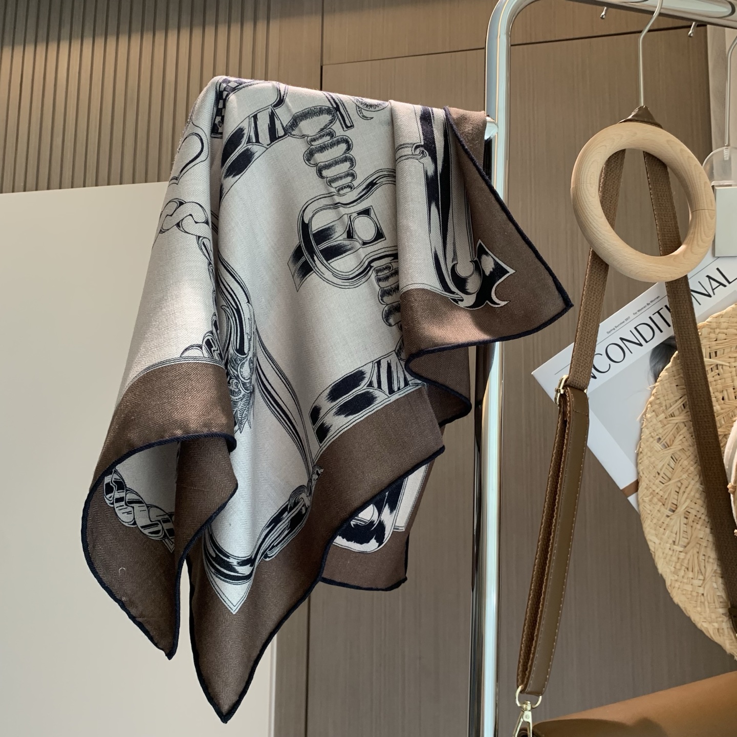 【骑士马具】手工卷边金属质感真丝羊毛秋冬款丝毛中方巾围巾63cm