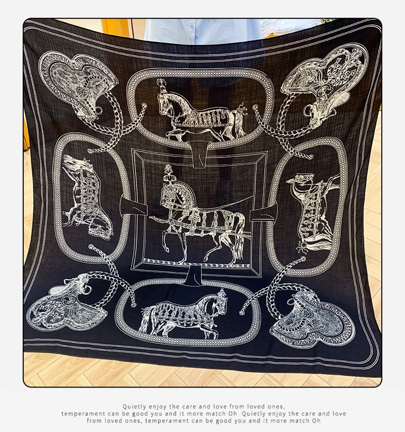 欧美高级盛宴华丽庆典140真丝羊毛大方巾披肩马鞍保暖丝毛围巾女