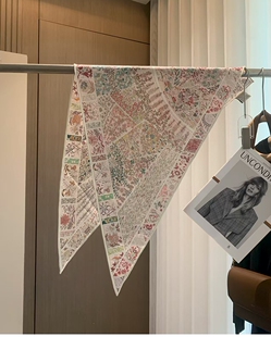 120 双面异色真丝羊毛丝毛三角巾秋冬保暖围巾披肩58 莫奈花园