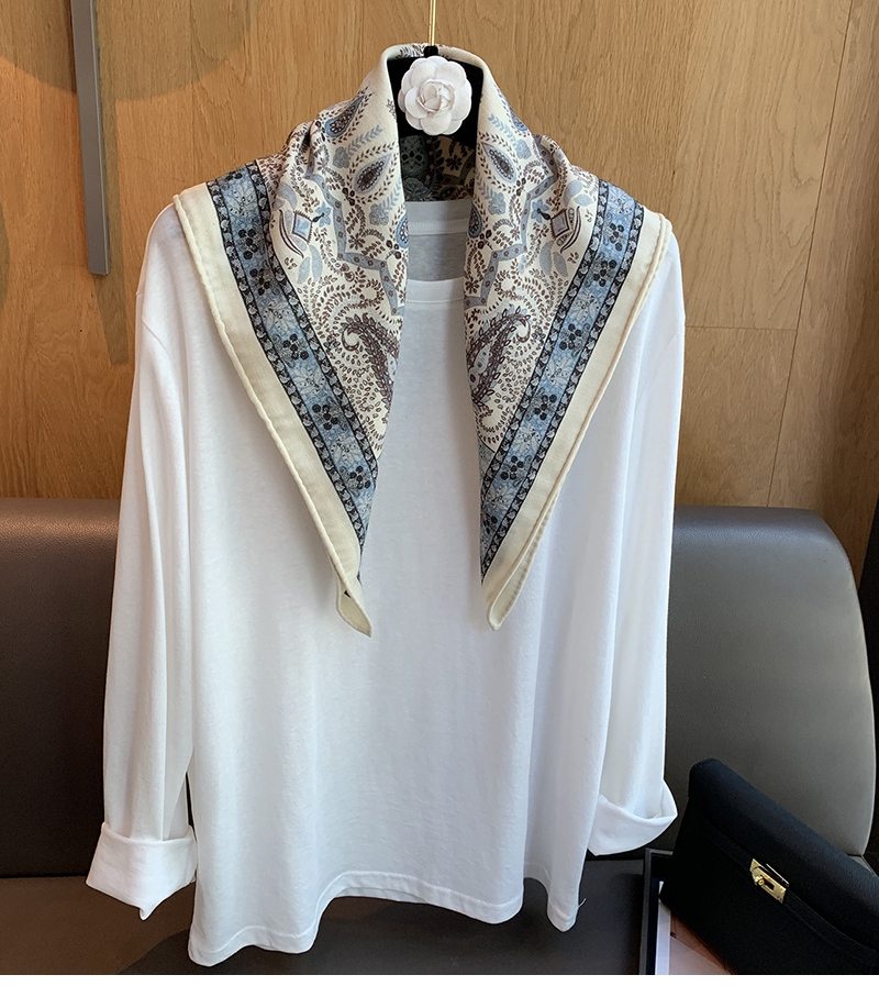 优雅气质款真丝羊毛方巾三角护颈羊绒围巾秋冬季时尚百搭丝毛领巾