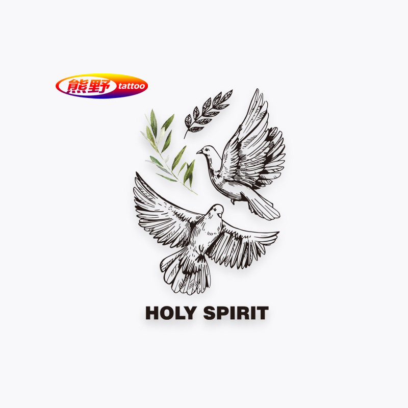 熊野|愿世界和平橄榄枝和平鸽高级感ins风防水持久纹身贴纸男女