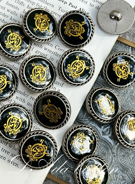 v060 21mm巴黎伦敦经典风范复古珐琅纽扣