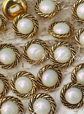 v084 13mm老式AB珍珠复古钮扣 人鱼公主的眼泪