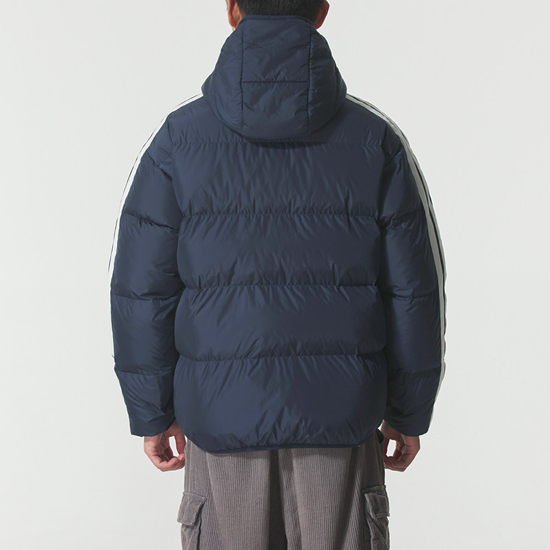 阿迪达斯男士运动服冬季连帽双面穿鸭绒羽绒服日常休闲保暖外套