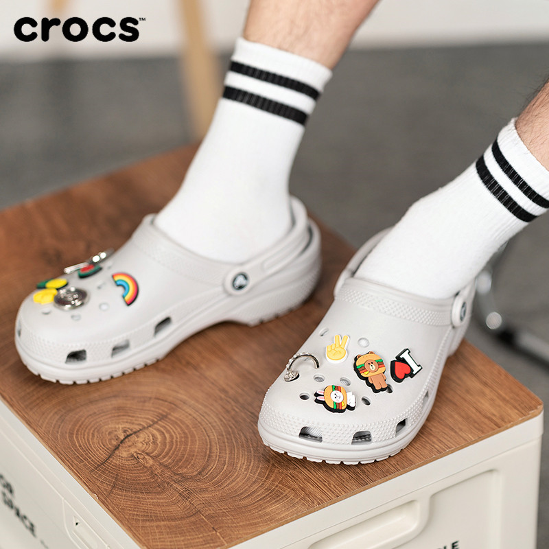 crocs卡骆驰拖鞋男2025春季新款透气包头凉鞋懒人鞋洞洞鞋女10001