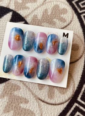 【D1088】日式椭圆M号 穿戴甲美甲光疗甲指甲片新娘甲假指甲贴片