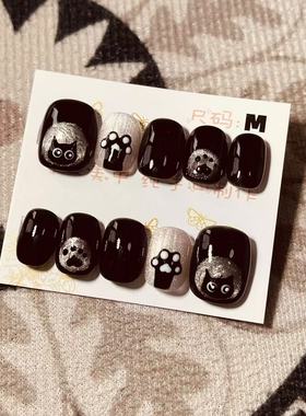 【D458】短圆M号 穿戴甲美甲光疗甲指甲片新娘甲假指甲贴片