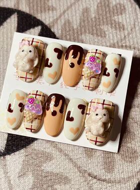 【D798】中椭圆M号 穿戴甲美甲光疗甲指甲片新娘甲假指甲贴片