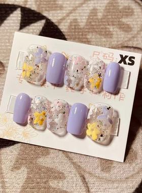 【D442】短方梯XS号 穿戴甲美甲光疗甲指甲片新娘甲假指甲贴片