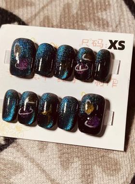 【D677】短方梯XS号 穿戴甲美甲光疗甲指甲片新娘甲假指甲贴片