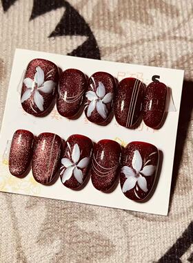 【D446】日式椭圆S号 穿戴甲美甲光疗甲指甲片新娘甲假指甲贴片