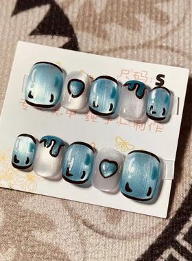 【D607】短圆S号 穿戴甲美甲光疗甲指甲片新娘甲假指甲贴片
