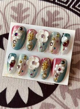 【D1261】中椭圆L号 穿戴甲美甲光疗甲指甲片新娘甲假指甲贴片