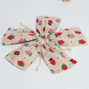 水果印花小布袋 棉布首饰袋包装 香料种子药草束口袋抽绳碳包空袋