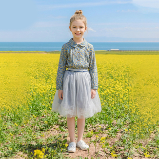 春装 Hello Emily洋气童装 娃娃领碎花衣新款 中童超好看913 女孩衬衫