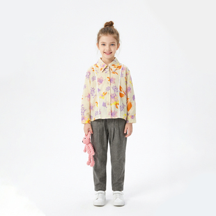新款 Hello Emily时髦童装 碎花翻领衬衫 女童初中生上衣服1209 春装