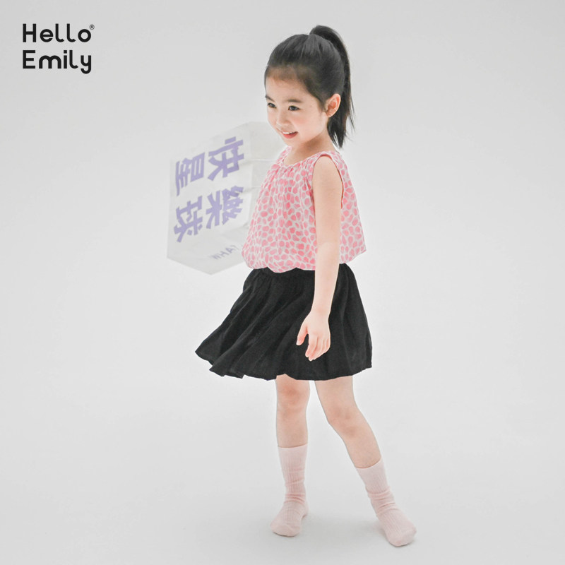 Hello Emily童装夏季女童洋气套装儿童黑色半身裙薄款a裙399+360