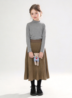 Hello Emily童装2026新款时髦春装女中童半身裙肌理感A字裙1051