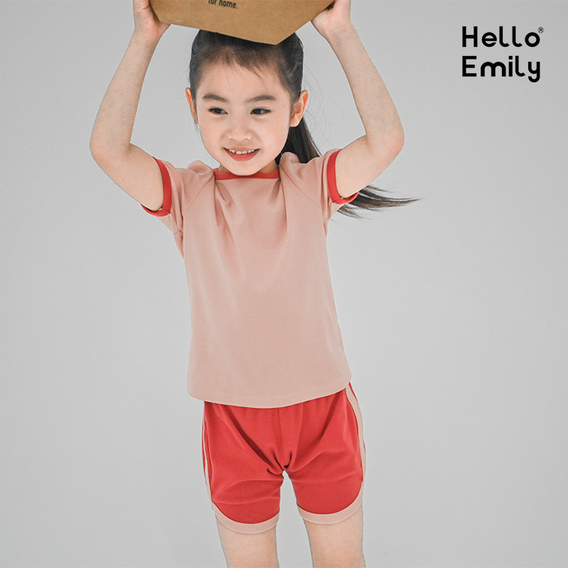 洋气儿童装2024新款女童夏装全棉撞色短袖套装沙滩紧身款泳装767