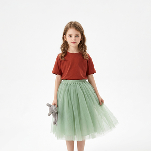 春装 时髦绿色半身裙子新款 女孩大童网纱公主裙619 Emily童装 Hello
