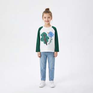 春装 Hello Emily童装 卡通小树衣服2026新款 t恤988 男女初中生长袖