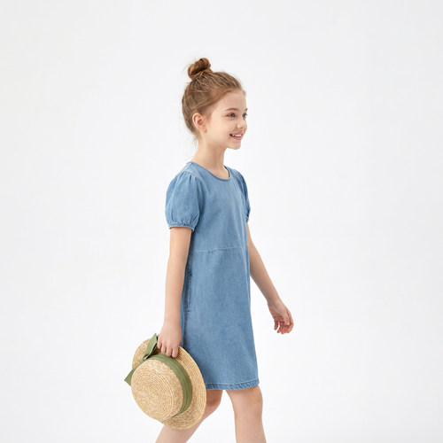 蓝色牛仔裙新款夏装女孩公主裙子