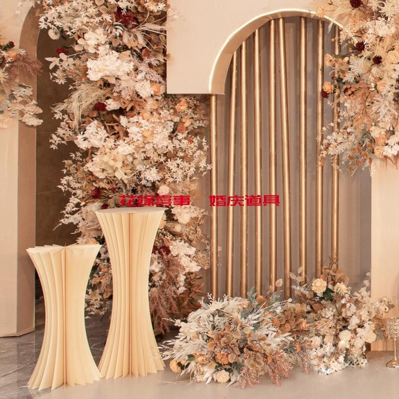 新小蛮腰珠光纸柱花柱圆柱罗马柱路引婚礼装饰摆件婚庆道具甜品台