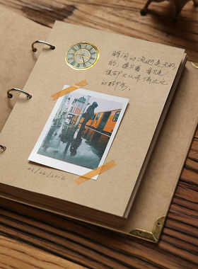 A5活页本子DIY牛皮纸笔记本复古手账本女生文艺旅行旅游日记手帐