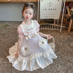 女童连衣裙2025新款公主网纱连衣裙洋气长袖刺绣绣花蓬蓬裙公主裙