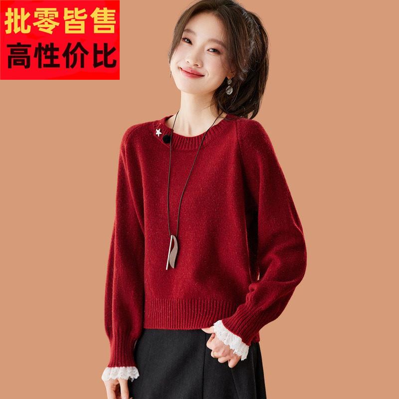 羊毛内搭可外穿打底衫女秋冬爆款小个子今年流行红色毛衣2026新款