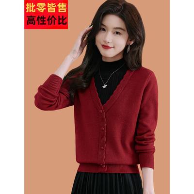 假两件上衣女时尚洋气2025新款爆款红色毛衣秋冬小个子羊毛打底衫
