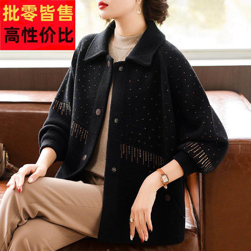 妈妈洋气短款毛呢外套中年女装春秋装小个子中老年2026新款上衣服