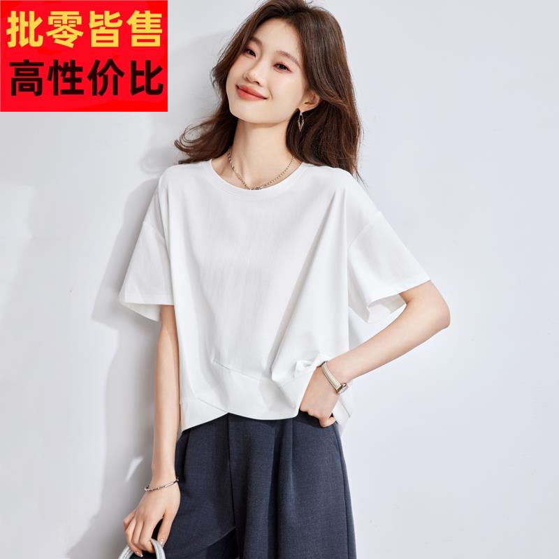 白色短袖t恤女2025新款显瘦遮肉宽松超好看漂亮减龄上衣夏