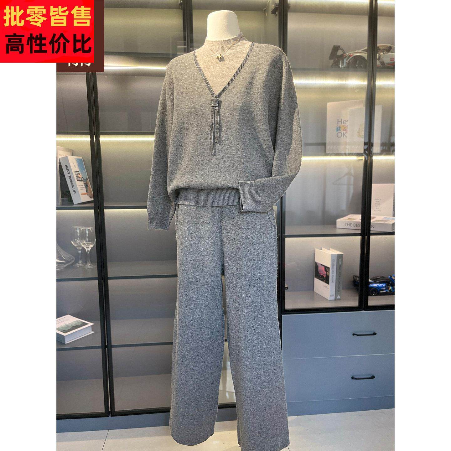 妈妈秋冬装套装中年女针织两件套2026新款中老年女休闲宽松运动服