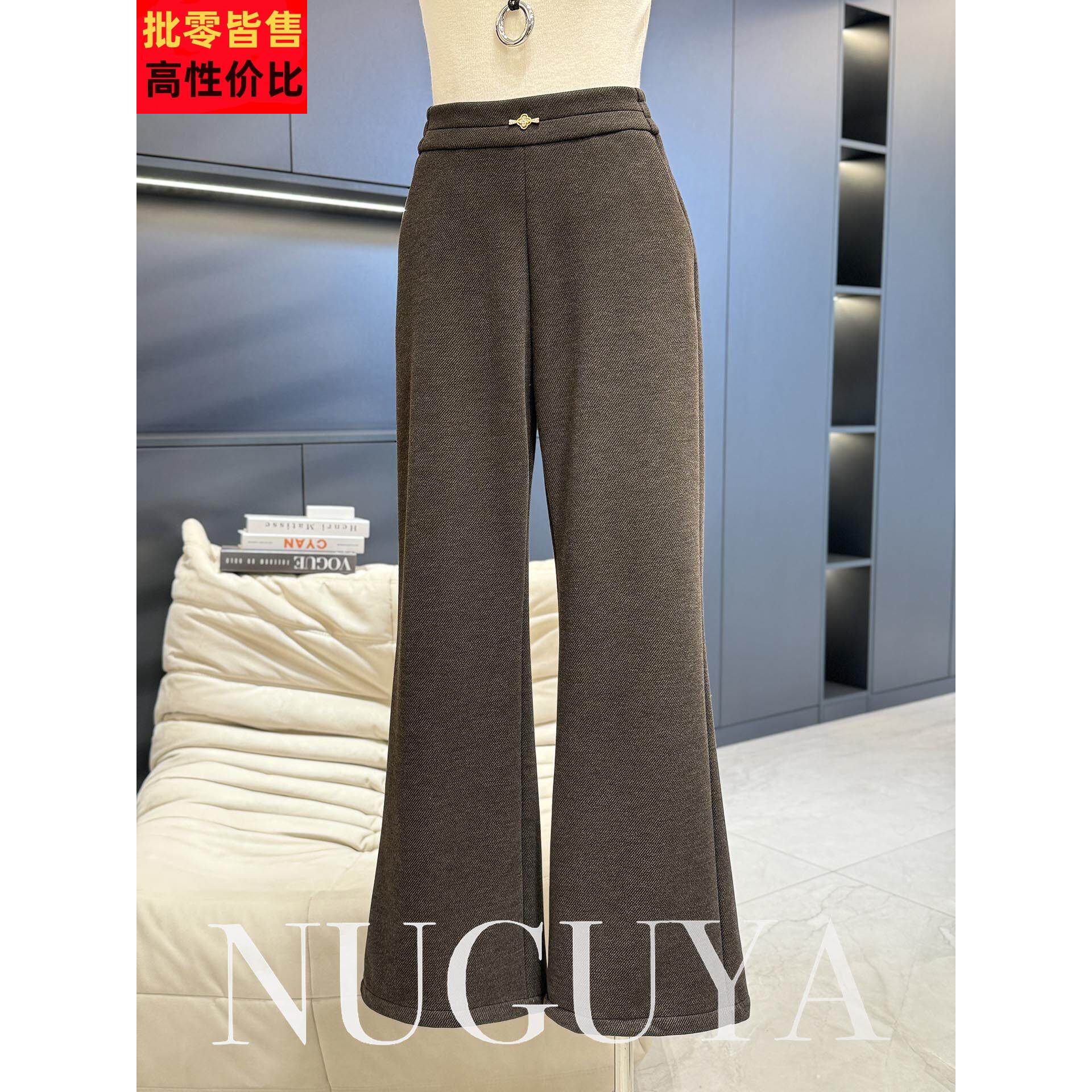 极简风高腰阔腿裤女妈妈装冬装新款百搭气质长裤显瘦中老年休闲裤