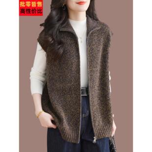 洋气休闲拉炼针织马甲外穿女时尚流行的叠穿羊毛背心外套2025新款