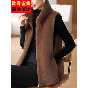 采购产品冬季老人皮草背心，妇女皮草一体背心，母亲的衣服，秋冬