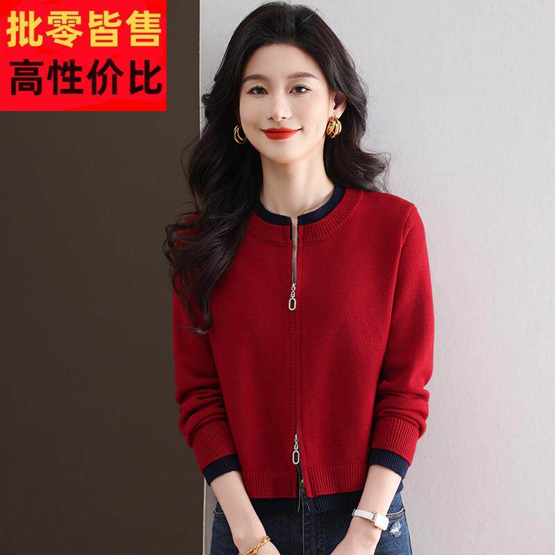 2025春装新款小个子毛衣女外套短款高腰宽松针织开衫双拉链超好看