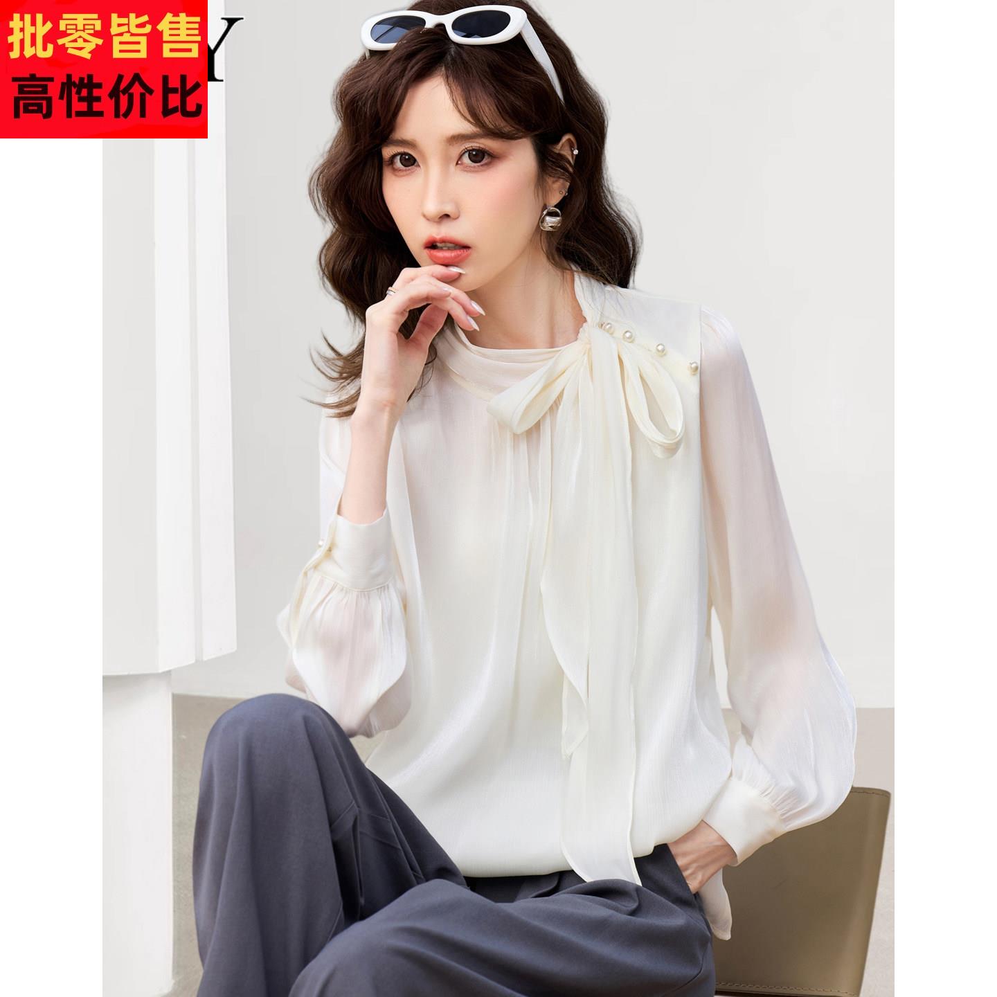2026春装新款超好看法式显瘦系带衬衫漂亮通勤气质优雅温柔上衣女