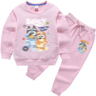 2026春秋新款儿童卡通狗狗不鲁伊棉质两件套男女童圆领上衣裤休闲