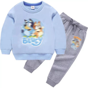 26春秋男女童卡通不鲁伊加绒卫衣儿童圆领长袖上衣裤子两件套装暖