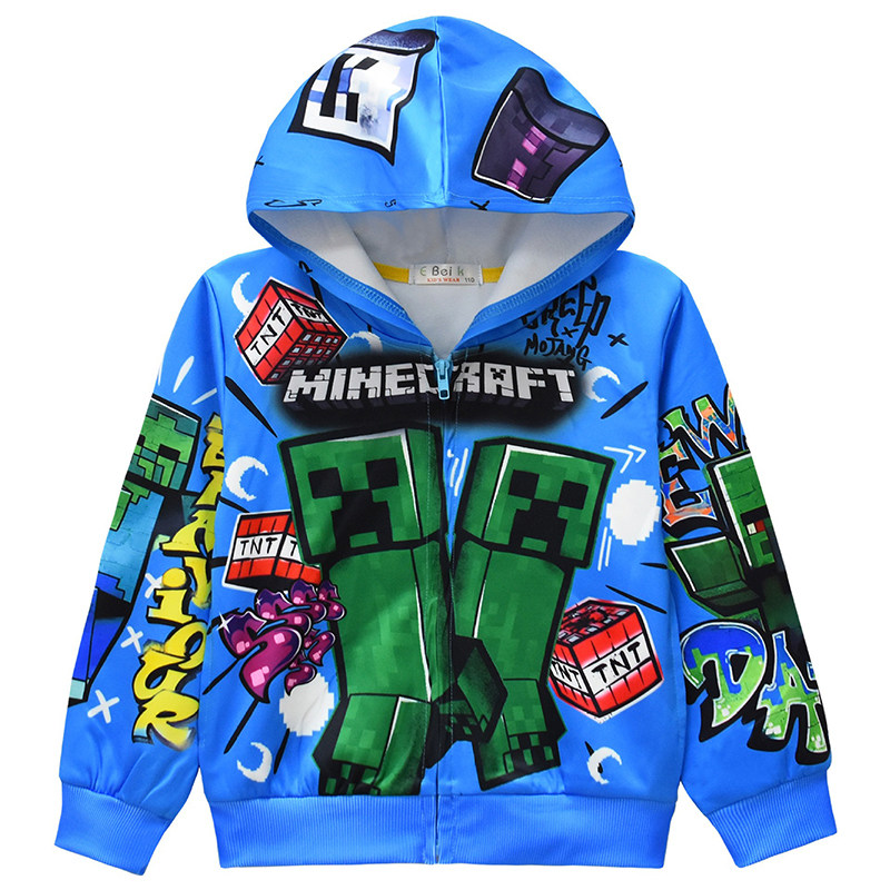 2026春秋新款儿童我的世界苦力怕卡通外套男童连帽长袖休闲上衣潮