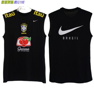 正品耐克NIKE休闲无袖坎肩DIY巴西队足球田径夏季运动背心训练T