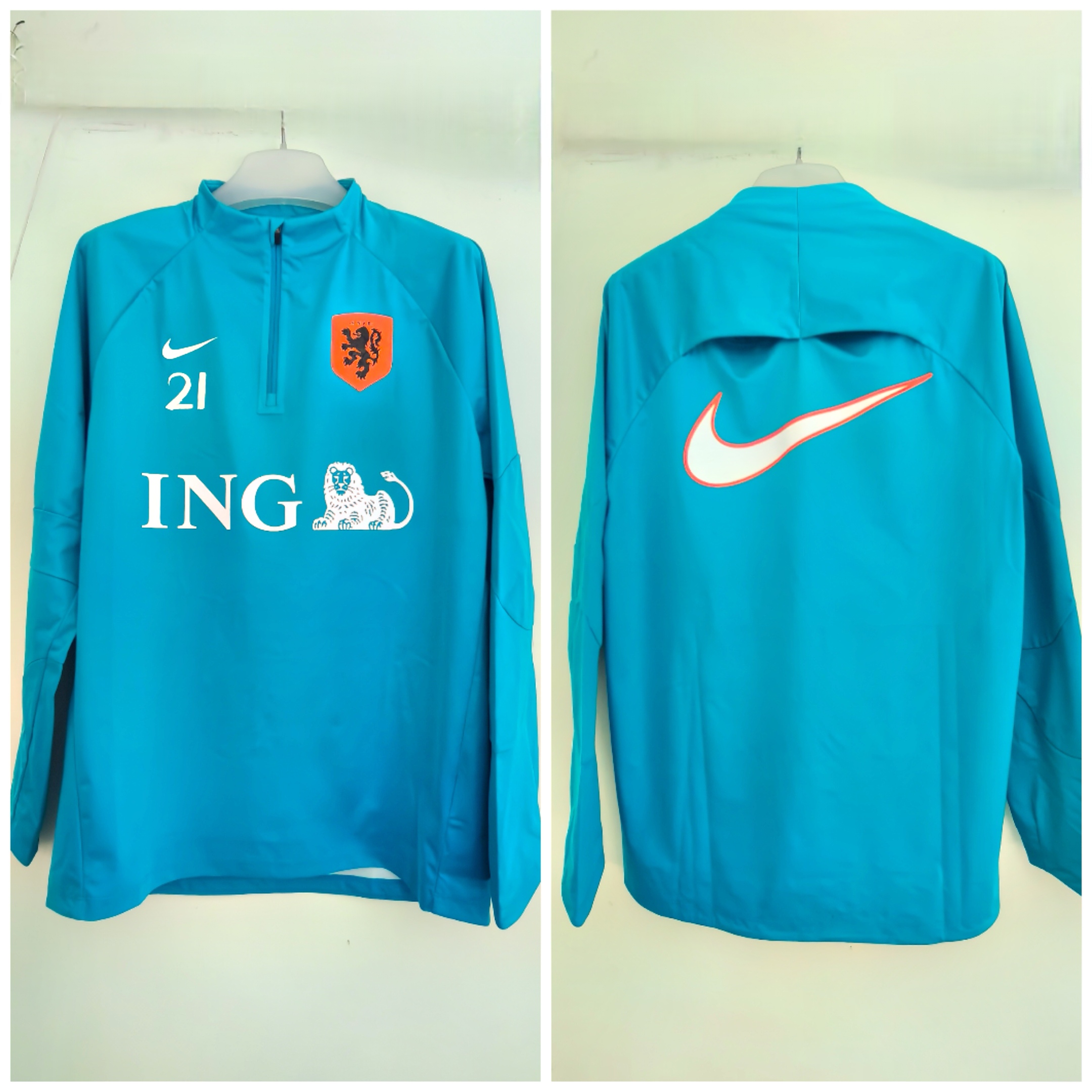 FB2792耐克NIKE马竞DIY长袖半拉链鲨鱼皮球员版足球训练服风雨衣