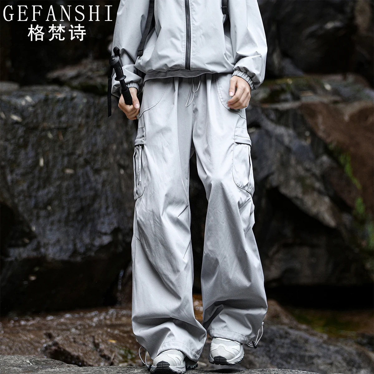 法国GFS男装美式机能风速干冲锋裤男潮牌户外运动宽松工装休闲裤