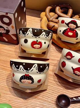 釉下彩家用米饭碗高温陶瓷可爱饭碗草莓酸奶甜品吃饭晚儿童卡通碗